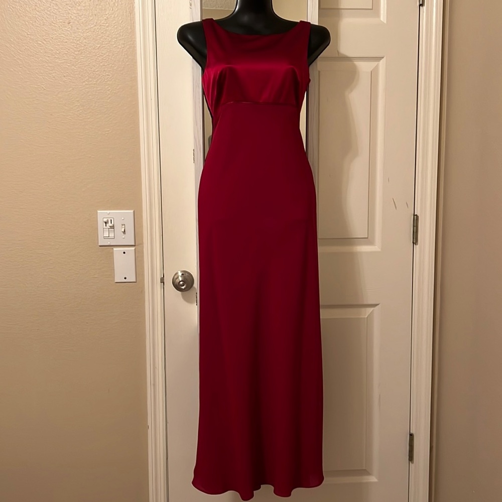 Ann Taylor Vintage Gown Silk Formal Sleeveless Dress Red Crimson. Pre-owned.